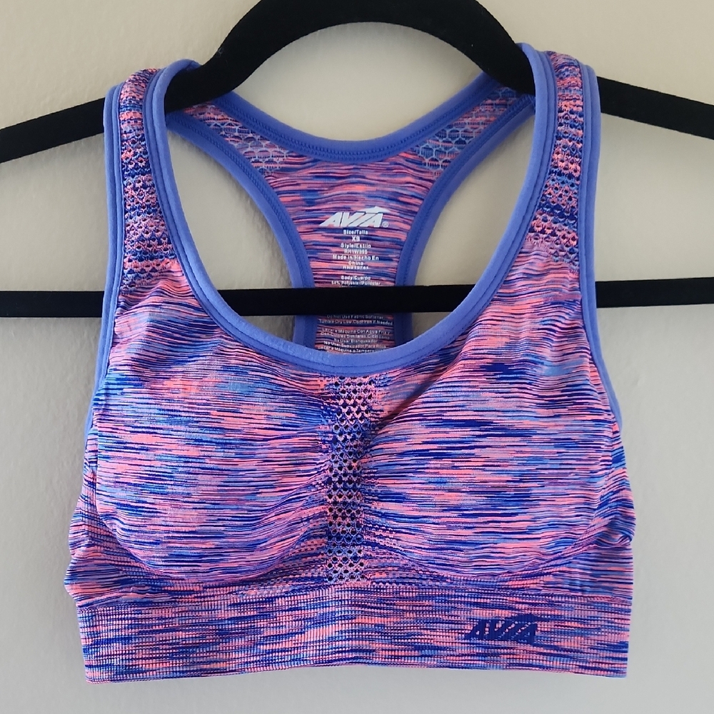Avia Striped Pink and Blue Sports Bra